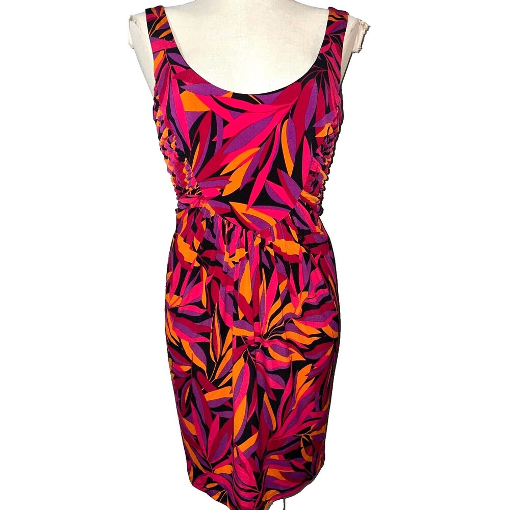 Maggy London Vintage Y2K Women’s Stretch Knit Ruched Sheath Mini Dress size 8